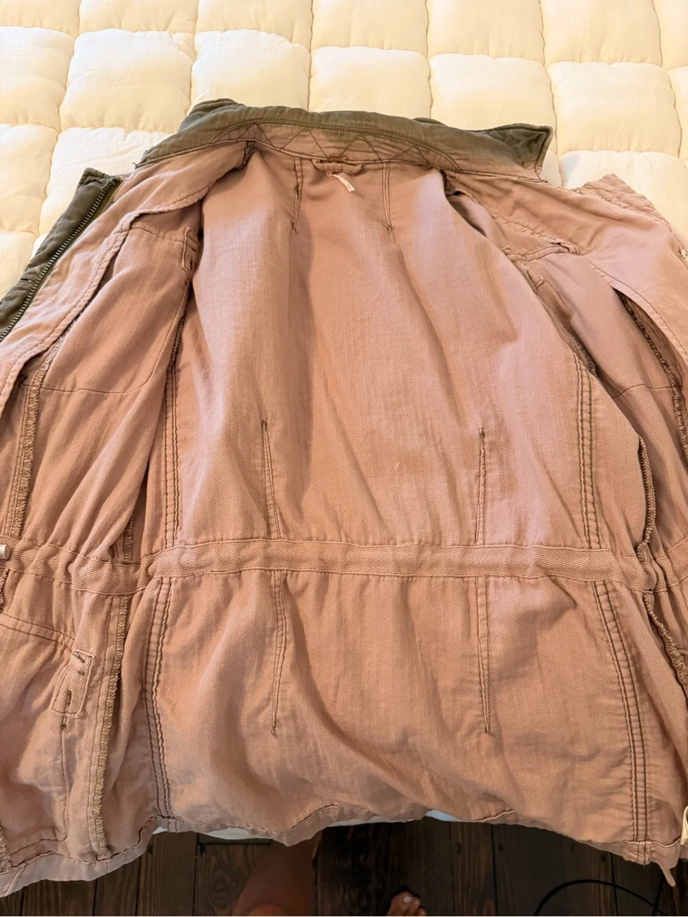 Free People Olive Brown Utility Jacket with Button Front